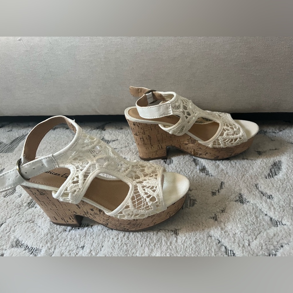 White lace wedges